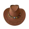 Sombrero de vaquero americano occidental vintage más vendido transfronterizo para hombres y mujeres, sombrero de protección solar para viajes al aire libre, sombrero de jazz de estilo étnico