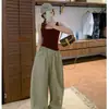 Calça larga estilo retrô americano com três listras para mulheres 2026, calça de trabalho de outono, design solto e simples, calça casual
