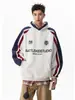 Sudadera con capucha de estilo americano, manga raglán, bloques de color, marca de tendencia para hombre, otoño, holgada, estilo universitario, sudadera con capucha versátil e informal