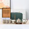 Juego de Té de Viaje Cerámica Huang Ru Cultural y Creativo para Hogar Exterior Portátil Gaiwan Taza de Té Tetera Regalo Souvenir