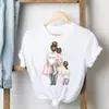 Dia das Mães mãe filha padrão casual casual manga curta masculina e feminina nova europeia e americana casual camiseta masculina Gola redonda