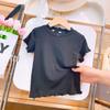 Camiseta de Seda de Hielo para Niñas Manga Corta Verano 2024 Nuevo Estilo Coreano Estilo Occidental Verano para Niños Encaje Manga Media Camiseta Top