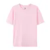Camiseta de Algodão Puro com Gola Redonda e Manga Curta Verão Algodão Respirável Solta Cor Lisa Base Casual Unissex Versátil