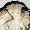 Blusa interna de inverno quente e espessa com gola alta para mulheres, peça única de fleece imitação de mink, suéter de malha para usar sob um casaco