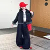 Conjunto de Mezclilla Patchwork para Niñas Otoño 2026 Nuevo Estilo Ropa de Otoño para Niños Elegante Estilo Coreano Niños Mayores Pantalones de Pierna Ancha Conjunto de Dos Piezas
