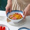 Plato de Melamina A5 Plato Imitación Porcelana Azul Marino y Blanco Resistente a Roturas Tazón para Fideos Taza Cuchara Vajilla de Mesa Vajilla Comercial Al por Mayor Forma Redonda