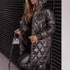 2024 otoño e invierno transfronterizo nuevo europeo y americano comercio exterior transfronterizo con capucha chaqueta acolchada de algodón ropa larga acolchada de algodón