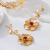 Pendientes de Flor Incrustada de Moda de Nicho de Alta Gama de Venta Caliente Transfronteriza Adecuados para que las Mujeres los Usen en Vacaciones Diarias y Fiestas