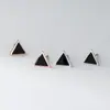 Pendientes Triangulares de Resina Negra Estilo Japonés y Coreano de Moda Simples y Únicos de Plata de Ley S925 Exquisitos Nalan G3188