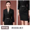 Conjunto de Terno Feminino Preto Slim-Fit Profissional com Decote V, Modelo Novo para Primavera e Outono, Roupa de Trabalho para Funcionários de Joalheria
