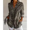 2024 Nuevo Otoño Transfronterizo Patrón Estampado Colorblock 3D Camisa Casual Holgada para Mujer Europea y Americana Top con Botones