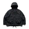 Chaqueta de Cargo con Bolsillos Tridimensionales para Hombre de Primavera y Otoño, con Capucha, Casual, Marca de Tendencia, Elegante Chaqueta Retro Japonesa Americana para Jóvenes