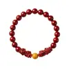 Pulseira de Cinábrio Cru com Areia de Cristal Translúcido, Pixiu Duplo, Modelos Masculino e Feminino, Joia de Ano de Nascimento Presente Atacado