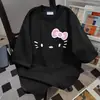 Camiseta Manga Curta Estampada Gato Desenho Verão Drew Versátil Solta Verão Par Versátil Top Ins