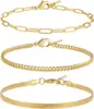 Conjunto de Pulseras Cubanas de Clip para Papel de Moda Europea y Americana Oro Apiladas Pulsera de Onda de Agua Conjunto de Pulseras de Cadena Mágica