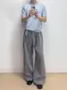 Pantalones de Kendo Rayados de Alta Calidad Mezcla TR Crujientes Holgados Caída Patrón Oscuro Casual para Todas las Estaciones Pantalones Largos