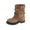 Botines versátiles de estilo retro con hebilla para mujer, nueva colección 2026, punta redonda, plisados, cómodos y a la moda