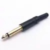 Concha Preta Banhada a Ouro 6.5 Mono Cabeça de Microfone Plug de Mixer 6.35 Cabeça de Microfone Grande de Dois Núcleos Plug de Microfone