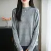 Nuevo suéter de punto hueco sin costuras para otoño e invierno para mujer, suéter jacquard de cuello semi-alto, ropa para mujer con un diseño elegante, top holgado de manga larga