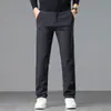 Pantalones Largos Casuales de Pierna Recta para Hombre, Estilo Masculino, Nuevo Modelo Otoño e Invierno 2026, Forrados de Polar, Engrosados, Cálidos, Pantalones de Vestir Ajustados