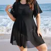 Calzoncillos bóxer de talla grande para mujer gorda europea y americana transfronteriza, traje de baño de una pieza conservador que cubre la carne, traje de baño de talla grande para aguas termales