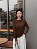 Suéter de Punto Calado Color Café Hengjia Qzl para Mujer, Nuevo Estilo Coreano Primavera/Verano 2026, Cuello Alto Versátil de Color Sólido