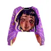 Huntrx Patrón Impreso en 3D Nuevo Estilo Transfronterizo Niñas Sudadera Corta Casual de Cuello Redondo