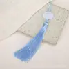 Franja de Borla de Lótus de Jade Branco Ornamento Decoração Pendente de Leque Antigo Acessório de Borla Pendente Lanterna Hanfu Acessório Decoração