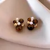 Brincos de Pedra Olho de Tigre Maillard Outono e Inverno para Mulheres, Brincos de Tarraxa Elegantes com Toque de Luxo, Luxo Leve, Novos Acessórios de Orelha Populares de 2026