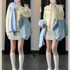 Estilo Coreano Otoño e Invierno Nuevo Suave Dulce Amarillo Leche Manga Raglán Botonadura Única Estilo Universitario Suéter Chaqueta Cardigan Tejido para Mujer