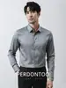 Camisa Masculina de Algodão Mercerizado Leve Estilo Italiano Manga Longa 2026 Primavera e Outono Slim Fit Respirável Branca Formal