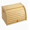Caixa de Armazenamento de Pão de Bambu com Tampa Rolante Porta-Pão de Madeira Natural Recipiente de Pão para Bancada de Cozinha