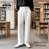 Pantalones Casuales Negros Lisos de Verano con Caída para Hombre, Pantalones de Traje para Viajero de Negocios, Pantalones Rectos Sueltos Simples Versátiles