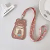 Porta-Cartão de Identidade Pu de Animal Fofo Capa Protetora Decorativa para Cartão de Ônibus de Estudante Porta-Exibição de Cartão de Fã Pingente