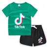 2023 Verão Infantil Gola Redonda Camiseta Calças Quentes Coreano Casual Base Camisa Suor-absorvente Doce Conjunto de Camiseta Infantil