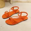 Nuevas Sandalias Planas de Tira Fina Estilo Europeo y Americano para Mujer, Tallas Grandes, Chanclas sin Cierre, Color Sólido, Comercio Exterior Transfronterizo, Primavera y Verano 2026