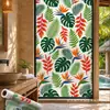 Impresión UV pegatina de vidrio esmerilado Hojas verdes tropicales Patrón decorativo para ventana al por mayor