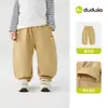 Pantalones de Algodón Puro para Bebé Dudu Home Ropa de Otoño Pantalones de Tijera para Niños Otoño Nuevo Estilo Pantalones Largos Pantalones de Trabajo para Niñas Modernos