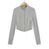 Traje de protección solar de verano para mujer Spice Girls Cuello vertical Delgado Ropa de Yoga Chaqueta cárdigan de manga larga Falda plisada deportiva de seda helada