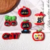 Maçã Vermelha Brilhante Simulada Gato Preto Criativo DIY Cola de Creme Grampo de Cabelo Capa de Celular Caixa de Armazenamento Flor de Sapato Adesivo para Copo de Água