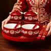 Tazas de Té para Brindis de Boda, Tazas y Cuencos de Pareja Dragón y Fénix, Juego de Cuenco y Palillos de Boda, Juego de Té Rojo para Novios