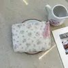 Bolsa Cosmética Linda Azul Caricatura Mini Billetera Algodón Puro Bolsa Pequeña de Tela Auriculares Lápiz Labial Bolsa de Almacenamiento Portátil