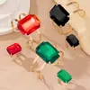 Europa y Estados Unidos transfronterizo nuevo exagerado pulsera anillo verde rojo negro cuadrado grande strass traje de joyería