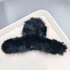 Presilha de Cabelo de Pelúcia Extra Grande e Fofa para Mulheres no Outono e Inverno, Presilha de Tubarão de Pelo Sintético de Visão de Alta Qualidade para a Parte de Trás da Cabeça