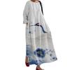 Outono 2025 Novo Moda Feminina Amazon Solto Gola Redonda Alto Padrão Impressão 3D Transfronteiriço Europeu e Americano Vestido