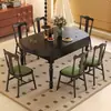 Mesa y Sillas de Comedor de Madera Maciza Estilo Mid-Century Extensible Doble Uso Lujo Ligero Retro Francés Americano Mesa de Comedor para Hogar Apartamento Pequeño
