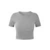 Estilo Deseo Puro Chica Picante Crop Top de Cintura Alta Camiseta de Manga Corta Verano Nuevo Versátil Ajustado Simple Color Sólido Camiseta Base para Mujer