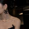 Pendientes Redondos de Corazón de Diseño de Nicho para Mujer Coc Mismo Estilo Resina Pendientes con Logo Grande Pasador de Oreja de Plata de Ley Temperamento Versátil Personalidad