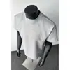 Camiseta Masculina de Verão Cleanfit Estilo Americano Resistente Desconstruída Manga Curta Corte Boxy com Painéis em Air Layer Cinza