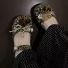 Nuevos zuecos de ballet con dijes decorativos para zapatos, flores de estampado de leopardo de alta costura, accesorios de hebilla decorativa desmontable ojo de gato